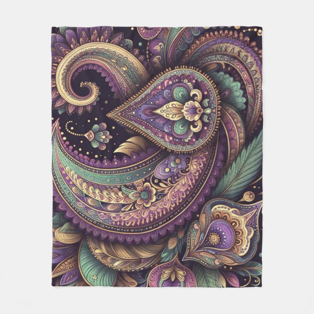 Mardi Gras paisley Fleur-de-lis  Fleece Blanket (Front)