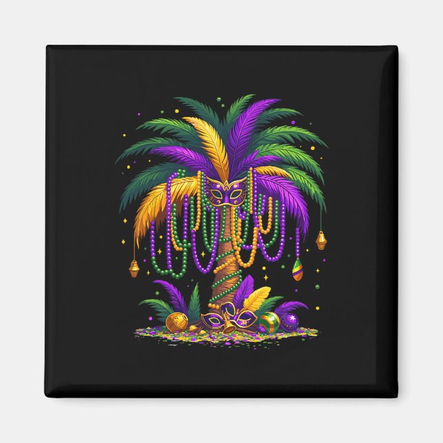 Mardi Gras Palm Tree Hawaiian Tropical Party Men W Magnet (Front)