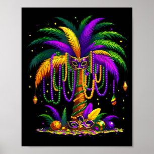 Mardi Gras Palm Tree Hawaiian Tropical Party Men W Poster
