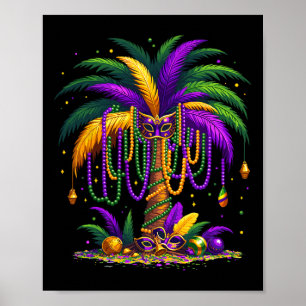 Mardi Gras Palm Tree Hawaiian Tropical Party Men W Poster