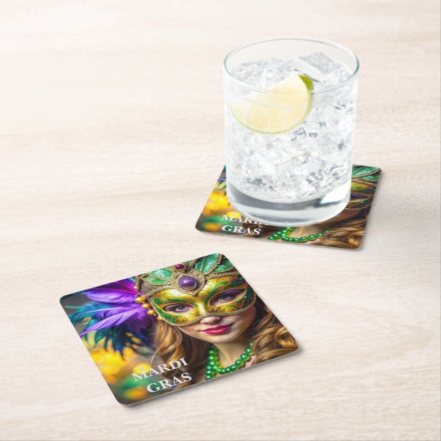 Mardi Gras Paper Coaster (Insitu)