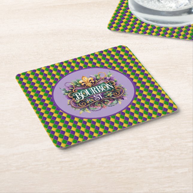 Mardi Gras Paper Coaster (Angled)