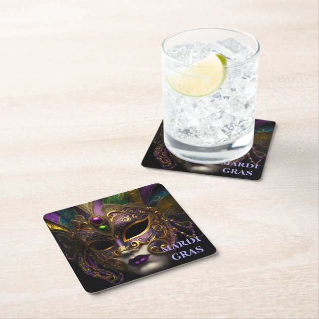 Mardi Gras Paper Coaster (Insitu)
