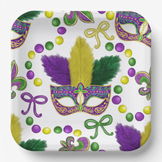 Mardi Gras Paper plate- Mardi Gras Mask Plate