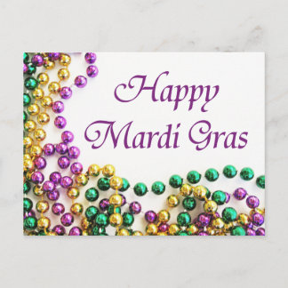 Mardi Gras Parade Beads Postcard