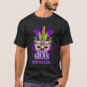 Mardi Gras Parade New Orleans Louisiana Mask Feath T-Shirt