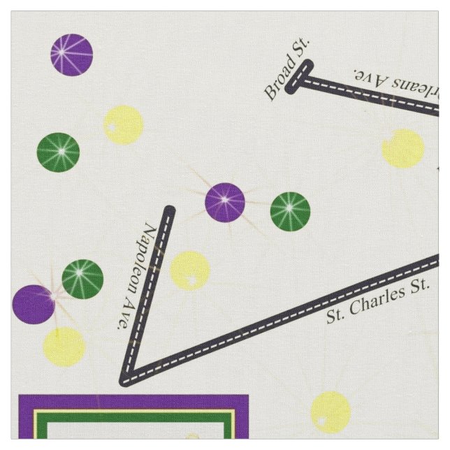 Mardi Gras Parade Route 18x18 Tile size Fabric (Close Up)