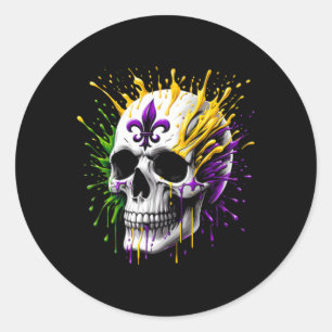 Mardi Gras Parade Skull Carnival Fat New Orleans T Classic Round Sticker