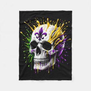 Mardi Gras Parade Skull Carnival Fat New Orleans T Fleece Blanket
