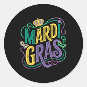 Mardi Gras Parade Womens Girls Party Graphic  Classic Round Sticker