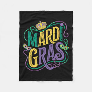 Mardi Gras Parade Womens Girls Party Graphic  Fleece Blanket