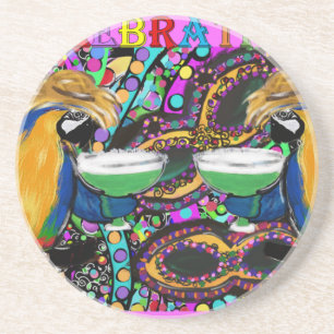 Mardi Gras Parrots Coaster