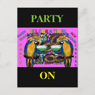 Mardi Gras Parrots Postcard