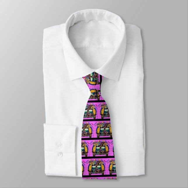 Mardi Gras Parrots Tie (Tied)
