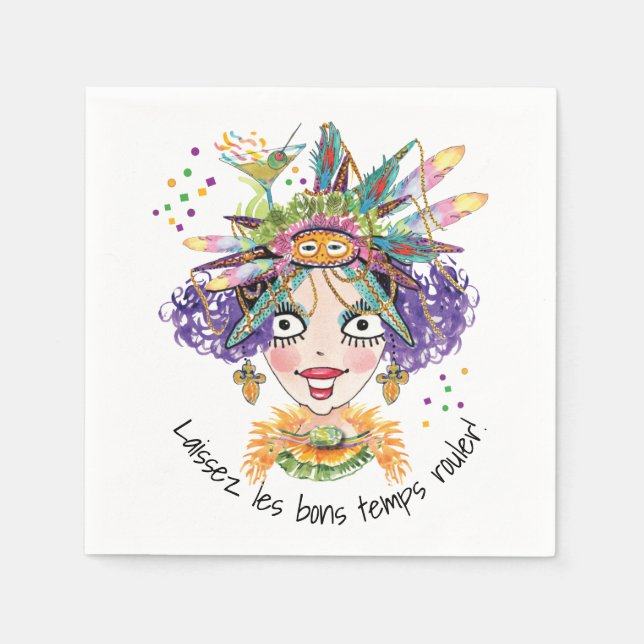 Mardi Gras Party Babe Paper Napkin (Front)