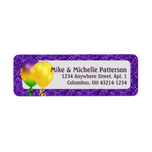 Mardi Gras Party Balloons & Purple Glitter Style