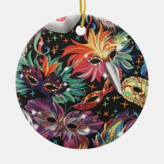 Mardi Gras Party Ceramic Tree Decoration (Front)
