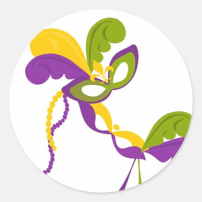 Mardi Gras Party Classic Round Sticker (Front)
