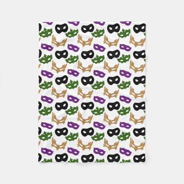 Mardi Gras Party Colourful Carnival Masks NOLA Fleece Blanket (Front)