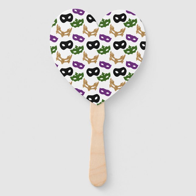 Mardi Gras Party Colourful Carnival Masks NOLA Hand Fan (Front)