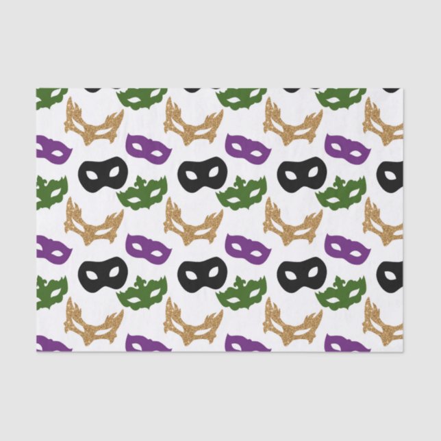 Mardi Gras Party Colourful Carnival Masks NOLA Tissue Paper (Front)