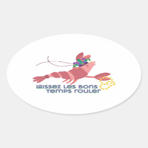 Mardi Gras Party Crawdad  Oval Sticker