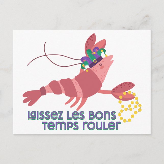 Mardi Gras Party Crawdad  Postcard (Front)