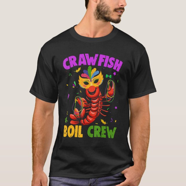 Mardi Gras Party Crawfish Boil Crew  Jester Mask B T-Shirt (Front)