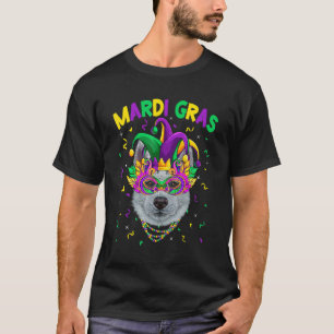 Mardi Gras Party Cute Siberian Husky Dog Lover Jes T-Shirt