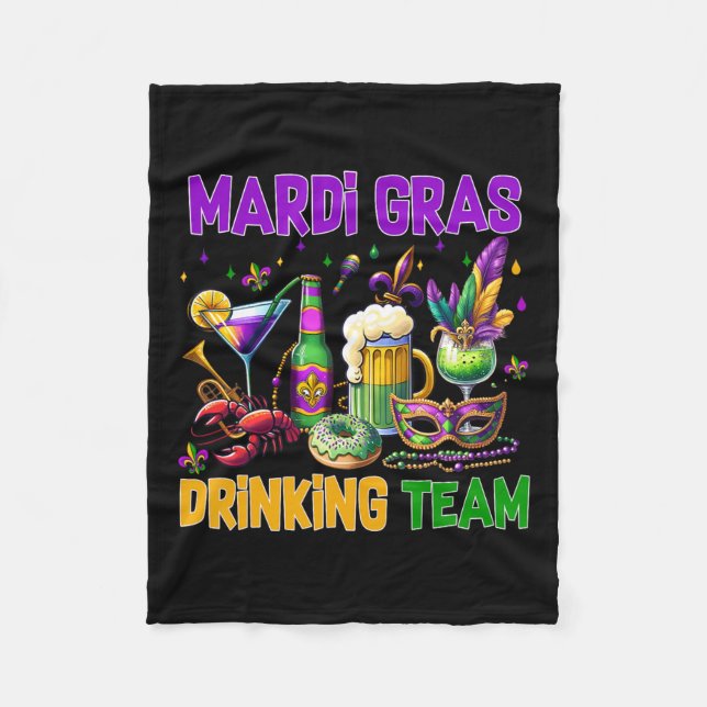 Mardi Gras Party Drinking Team Mardi Gras Party Cu Fleece Blanket (Front)