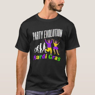 Mardi Gras Party Evolution Of Man Funny Fat Tuesda T-Shirt