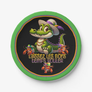 Mardi Gras Party Gator & Crawdads Paper Plate