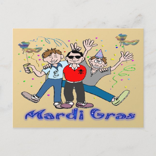 Mardi Gras Party Guys Postcard (Front)
