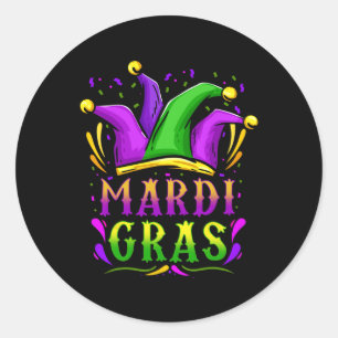 Mardi Gras Party Hat Gift Classic Round Sticker