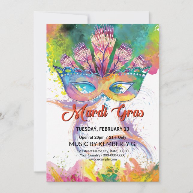 Mardi Gras Party Invitation (Front)