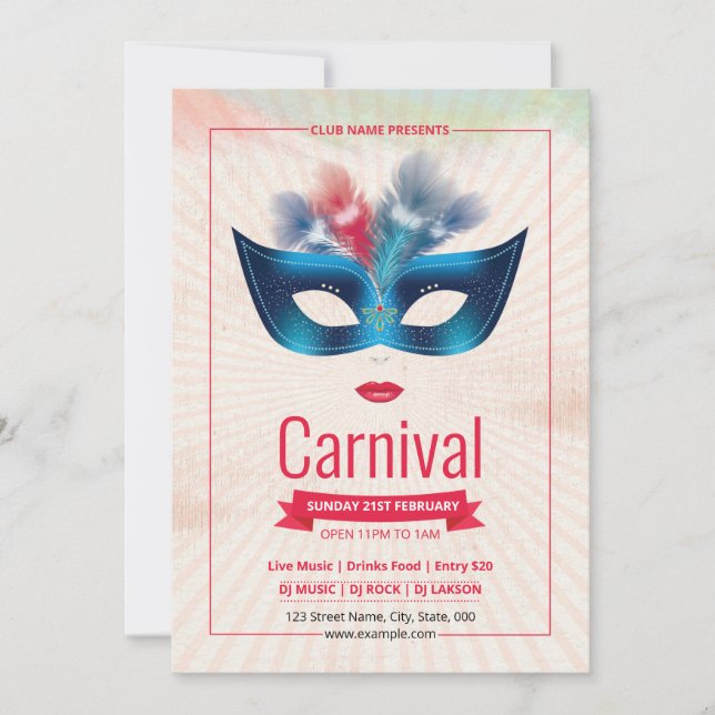 Mardi Gras Party Invitation (Front)