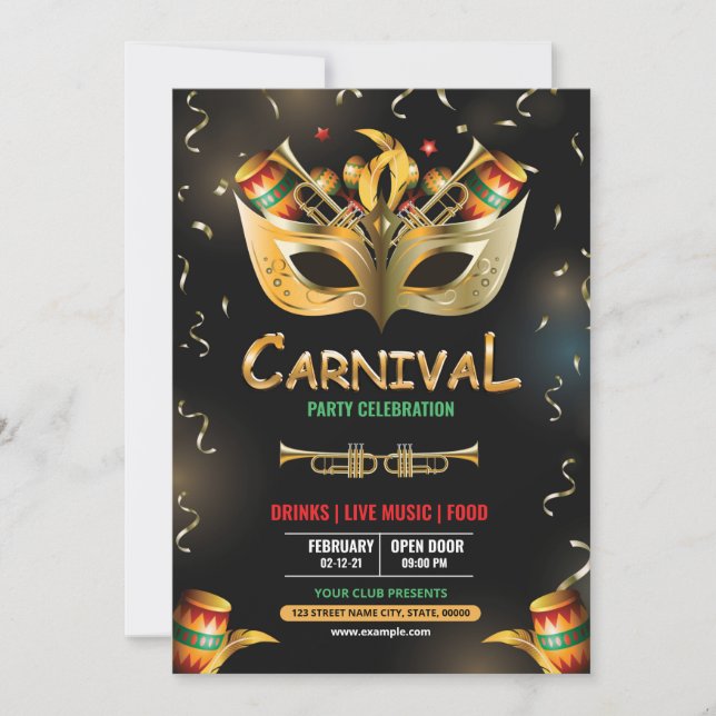 Mardi Gras Party Invitation (Front)