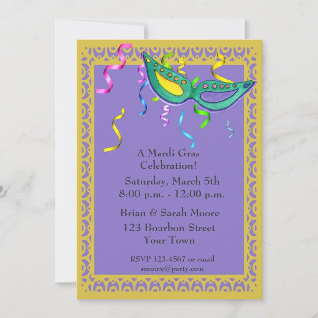 Mardi Gras Party Invitation (Front)