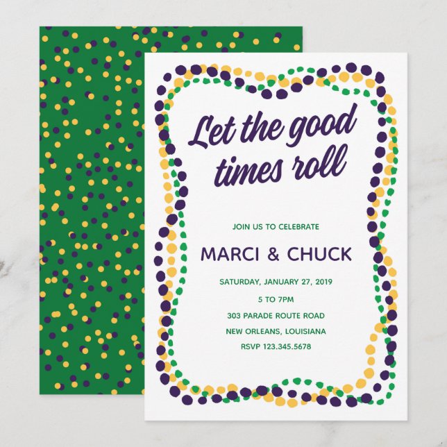 Mardi Gras Party Invitation (Front/Back)