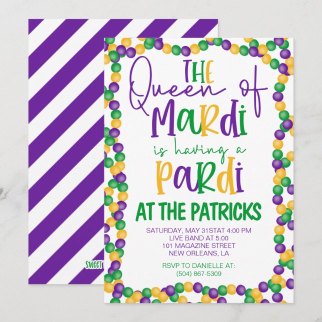 Mardi Gras Party Invitation (Front/Back)