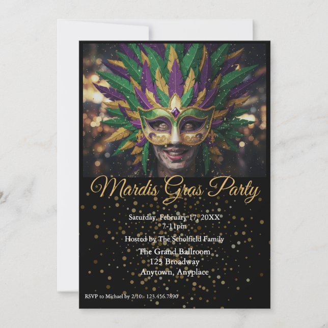 Mardi Gras Party Invitation (Front)