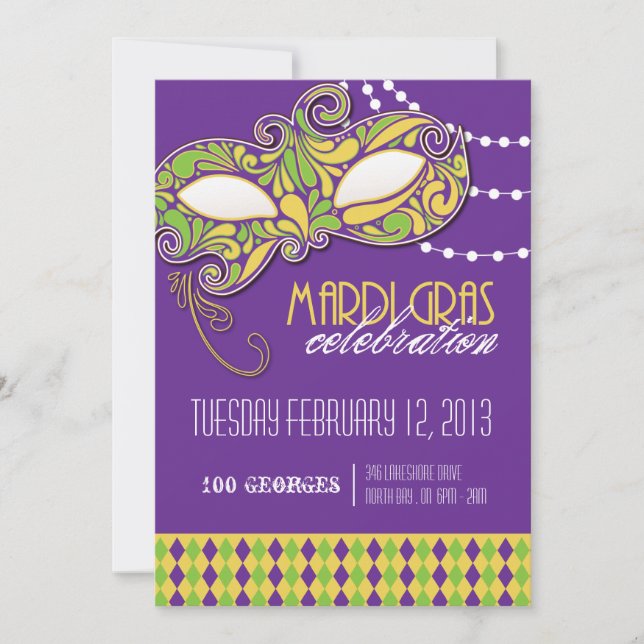Mardi Gras Party Invitation (Front)