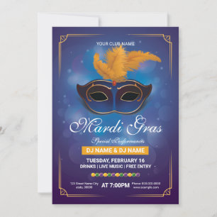 Mardi Gras party Invitation Flyer Template