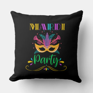 Mardi Gras Party Mask – Festive & Colourful Cushion