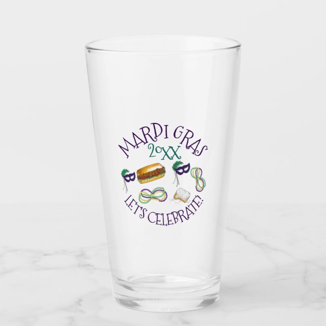 Mardi Gras Party New Orleans Beignet Mask Beads Glass (Front)