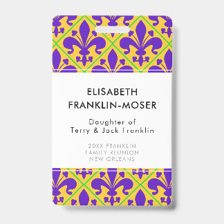 Mardi Gras Party New Orleans Fleur de Lis ID Badge