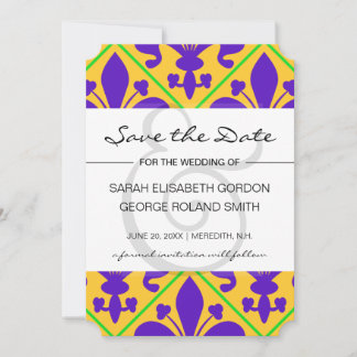 Mardi Gras Party New Orleans Fleur de Lis Save The Date