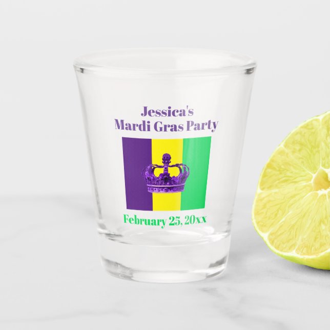 Mardi Gras Party New Orleans Nola Shot Glass (Front)