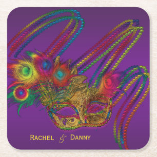 Mardi Gras Party Personalised Drink Coasters