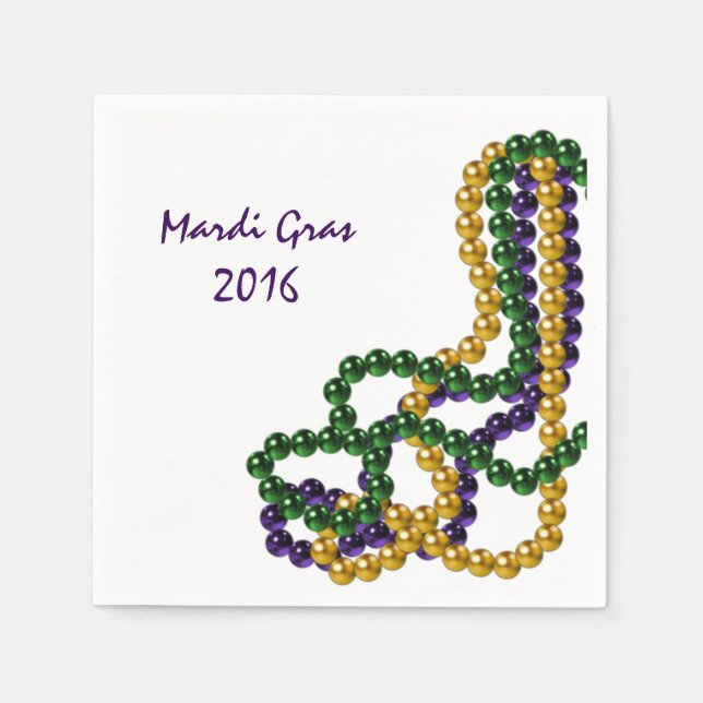 Mardi Gras Party Purple Gold and Green Napkin (Front)